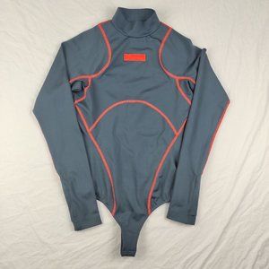 Under Armour Womens L Gray Orange Snap Crotch Bodysuit